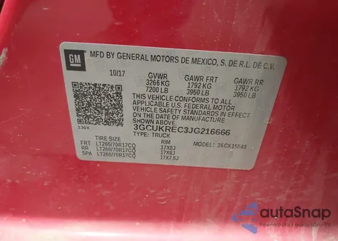 2018 Chevrolet Silverado 1500 1Lt из США, поврежденный, VIN 3GCUKREC3JG216666